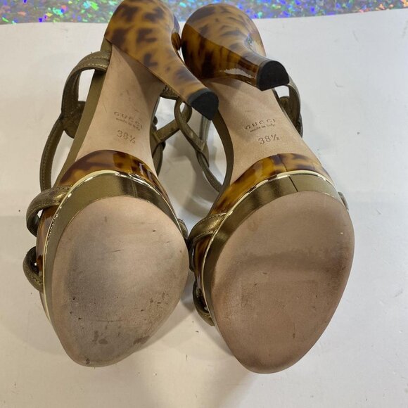 GUCCI GOLD HEELS SIZE 38 1/2 - Picture 4 of 7